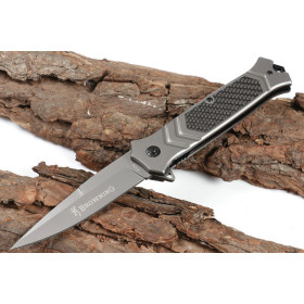 Browning F129 Carbon Fiber and Steel Handle Portable Outdoor Survival EDC Knife With Clip Folding Blade UD405458